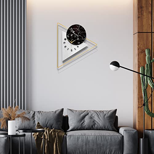 Neotend Large Wall Clock For Living Room Decor Modern Kitchen Big Non Ticking Wall Clock For Bedroom Silent Decorative Office Battery Operated Watch 22.4 Inch Triangle #TOP1