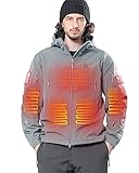 DEWBU Chaqueta térmica para hombre con batería de 12 V, abrigo de calefacción eléctrica para invierno y exteriores, Gris claro, Small