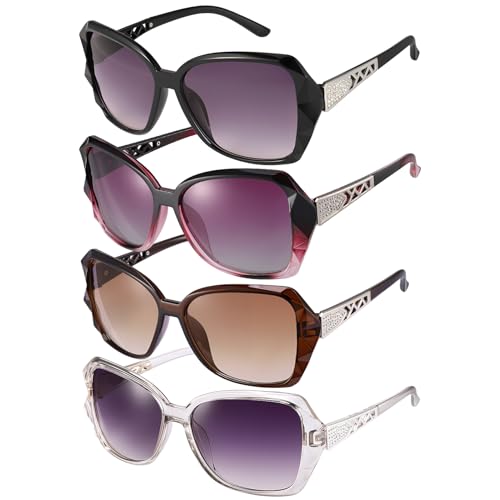 Image of Women Oversized Sunglasses UV400 Protection Lens Sun Glasses | Lightweight Shiny Frame, Classic Trendy Design, Multiple Color Options for Walking, Driving, Shopping, Taking Photos