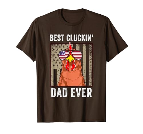 Chicken Dad Funny Farm Best Cluckin' Dad Ever Chicken T-Shirt, Men, Brown, X-Large
