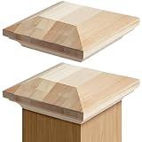 Sasylvia 2 Pcs 3.5' x 3.5' Wood Newel Post Cap Fence Post Cap for Topper Top Resistant Decking Caps for Outdoor Fences Decks and Mailboxes Cover