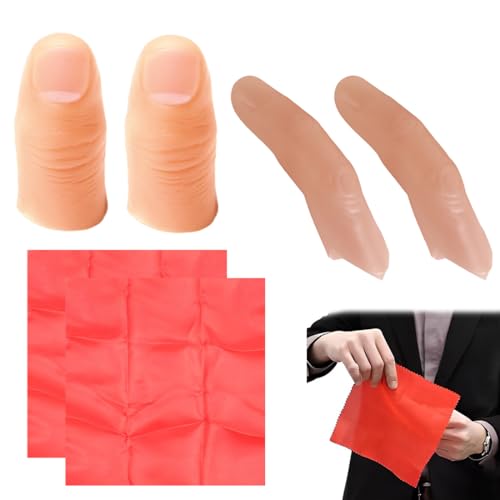 Dita Magiche Del Pollice Finto, 4 Pezzi Punte del Pollice Finte Dito Magico in Plastica Morbido Trucco Magia Giocattolo Spettacolo Teatrale per Adultos Bar Festa Casa Strada