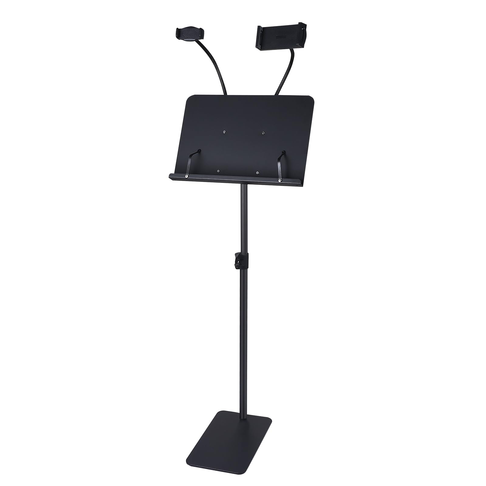 MS01-SA Pupitre de partition en métal réglable en Hauteur avec Support pour téléphone Portable et Tablette Noir Taille S