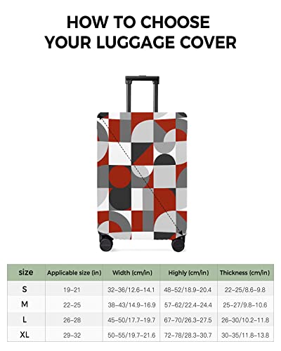 Travel Luggage Cover Spandex Elastic Suitcase Cover for Luggage, Scratch Proof Luggage Cover Protector for Trunk Case 19-21 Inch Luggage, Nordic Style Art Abstract Circle Pattern Red3