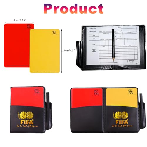 Cegerich Soccer Referee Card (2pcs), Soccer Red and Yellow Cards Set with Wallet, Scorebook, Pencil - Perfect for Soccer Games