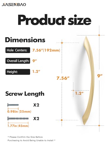 Image of Brushed Gold Cabinet Pulls 7.56 Inch Arch Twisted Brass Handles Drawer Kitchen Cupboard Bathroom Dresser Cabinet Hardware Zinc Alloy 5 Pack