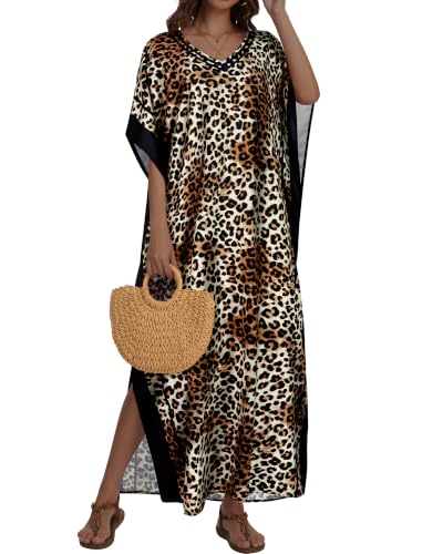 Image of Kaftan Dresses for Women V Neck Caftan Batwing Sleeve Swimsuit Cover Up