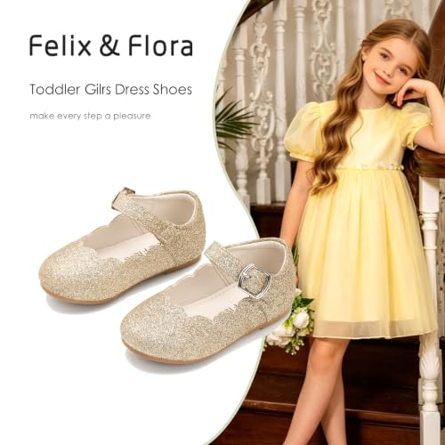 Image of Felix & Flora Toddler Flower Girl Dress Shoes - Baby Girl Ballet Mary Jane Flats for Party School Wedding
