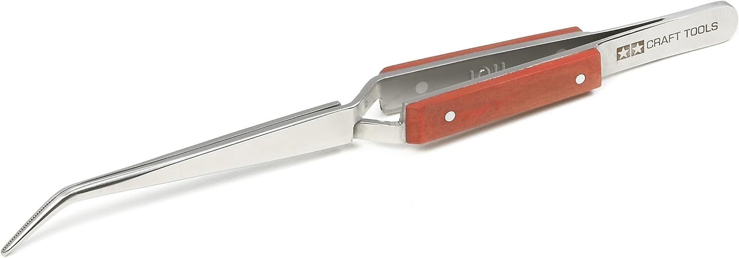 Tamiya 74102 Precision Tweezers Reverse Action Vine Neck Stainless Steel