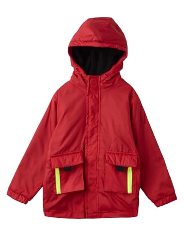 Image of The Souled Store Solids: Deep Red Boys and Baby Oversized Fit Long Sleeve Hooded Neck Polyester Utility Jackets