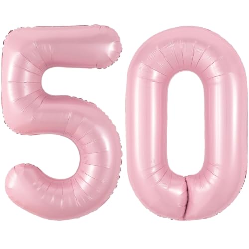 Image of Number Balloons Pink Party Balloon - Giant Number 50 Balloon, 40 Inch Large Balloon, Birthday Decorations for Women, Birthday Balloon for Anniversary Baby Shower Princess Party Decorations