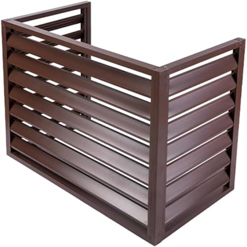 Vzqr エアコン室外機カバー 4面 グレー アルミ合金 耐候性 取り外し可 遮熱 日よけ 目隠し 防音 省エネ 雨雪対応 ベランダ・庭向け DIY 多肉植物棚兼用 大型 1.5P対応 (3 つの側面2~3p,C)