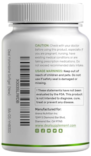 yohimbine hcl 10mg 300 softgels 5 month supply extra strength plant based