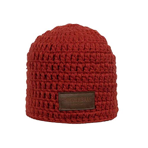 Bonnet en tricot mixte rouge et bordeaux pour affronter le froid