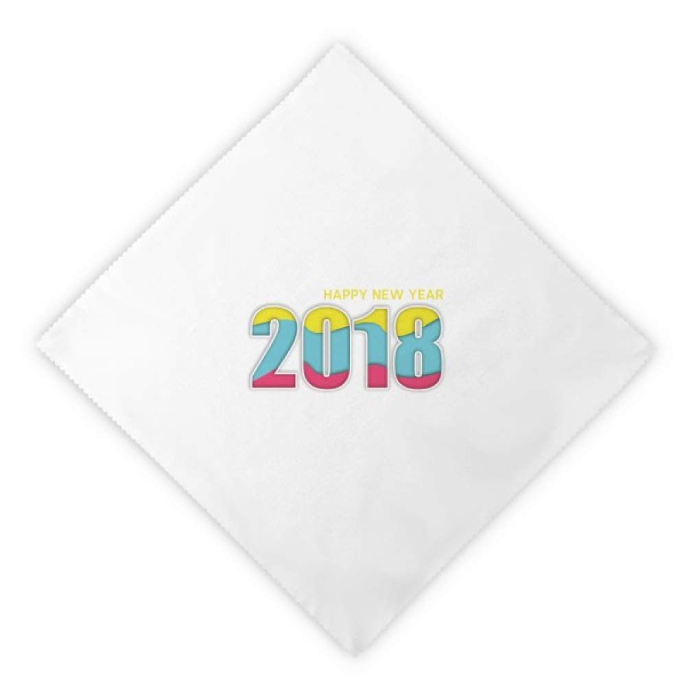 Servilletas de tela blancas de Año Nuevo 2018 con impresión digital a color, 2 piezas