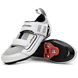 Tommaso Veloce 100 Mens Cycling Shoes With Red Look Delta Cleats, For Peloton Bike, Triathlon Shoes Men Road Cycling Shoe Sport Bike Cycling Bike Peleton Bike - Delta Cleats Pre-Installed - White - 43