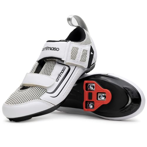 Tommaso Veloce II Cycling Shoes - Ride in Style - Peloton Shoes Triathlon Road Bike Indoor Cycling Men Women Compatible with Look Delta SPD SPD-SL Cleats White Black