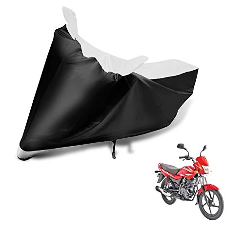 Image of Auto Hub Bike Cover Compatible with Bajaj Platina 125 with Mirror Pocket, Dustproof, Heat Resistant, Triple Stitched, Platina 125 Bike Cover- Black, White