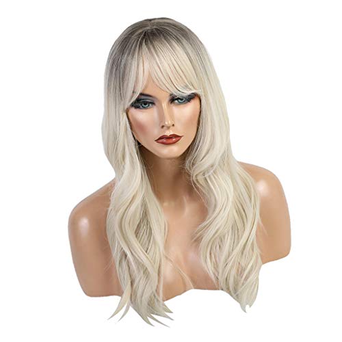 Flameer 20 '' Senhora Ondulado Perucas Ombre Loira Peruca Para Desfile De Moda Cosplay Traje De Fe
