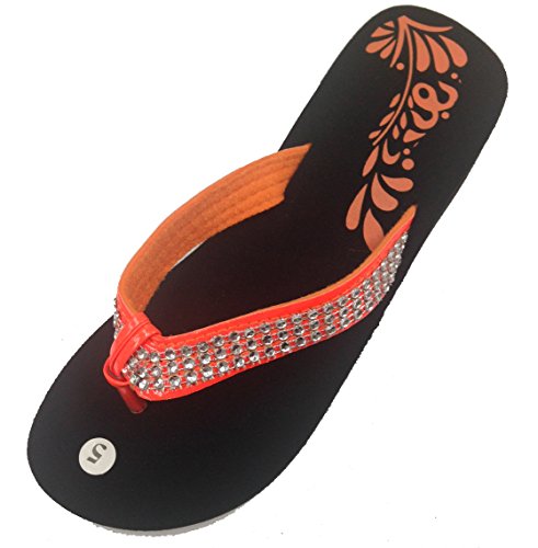 GEAR ONE Women's Ladies' Sequin Flip Flops Comfort Thong Sandals with Wedge