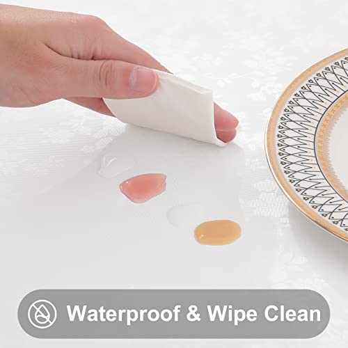 Image of Smiry Rectangle Table Cloth, Waterproof Heavy Duty Vinyl Tablecloths, Wipeable Washable Table Cover for Kitchen, Dining Room (White, 60 inch X 144 inch)