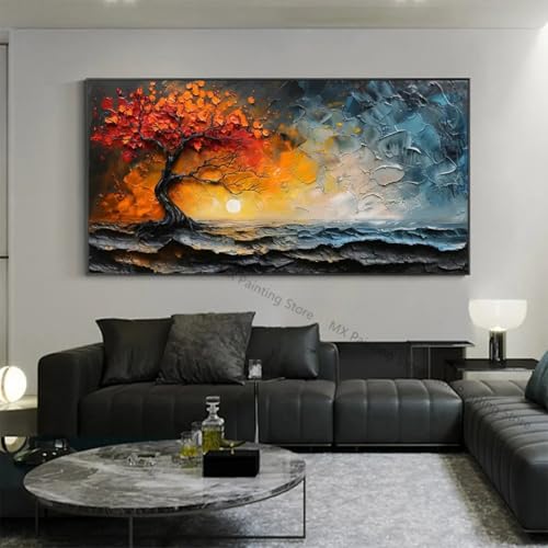 Coucher de soleil sur la mer tableau sur toile pour salon et bureau 40x80