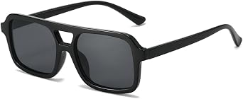 Retro Aviator Sunglasses Men Women Vintage 70s Square Glasses Double Bridge Trendy Rectangle Shades