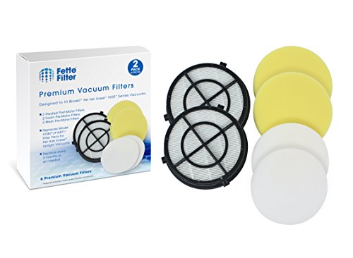 Fette Filter - 16871 Filter Set Compatible with BISSELL Pet Hair Eraser Upright Vacuum Models 1650 16508 1650C 16507 16501 1650A 16502 1650P 1650R 1650W