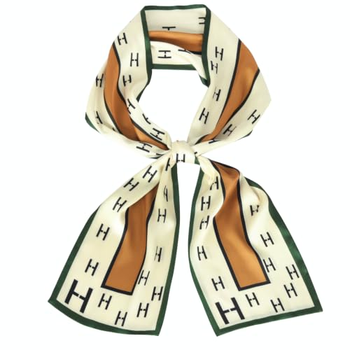 Relang Satin Scarf Mulberry Silk Printed Head Wrap Hair Band 7 x 59