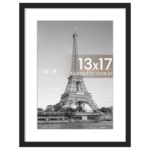Image of upsimples 13x17 Picture Frame, Display Pictures 10x14 with Mat or 13x17 Without, Wall Hanging Photo Frame, Black, 1 Pack