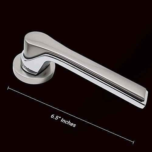 Image of Volo Premium Series Mortise Handle Lock | Bedroom Door Lock with Brass Cylinder and Brass Lock Body with Computerised Keys for Home /Hotels /Office (Silver Satin Finish) (Handle On Rose- 2213)
