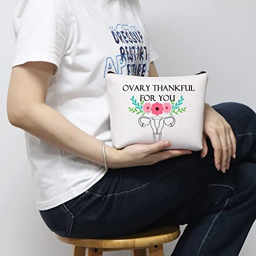 Doula Thank You Gift Midwife Gift Ovary Thankful For You Makeup Zipper Pouch Bag Ovary Uterus Cosmetic Bag Obgyn Appreciation Gift (Ovary) #TOP6