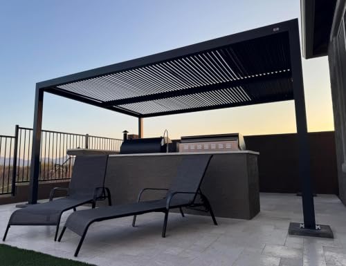 Image of PURPLE LEAF Louvered Pergola 12' x 14' 94AS All-Aluminum Rustproof Gray