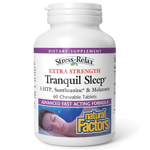 Natural Factors Stress-Relax Tranquil Sleep Extra Strength, with Suntheanine L-Theanine, 5-HTP, Melatonin, 60 Tablets