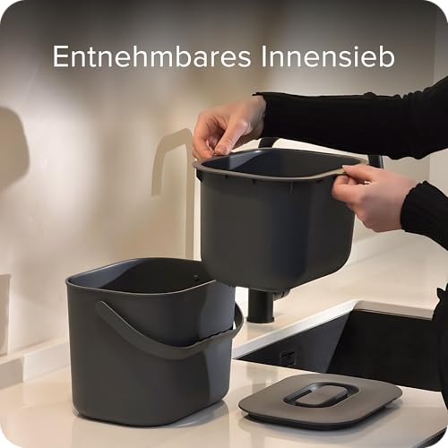 blackswedenhome. Biomülleimer Küche - 7L - Design Komposteimer mit Sieb - Bio-Mülleimer Geruchsdicht - Bio Abfalleimer- Komposter Eimer mit… – Ansicht 3