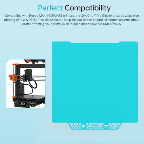 Image of BIQU CryoGrip Pro Glacier Build Plate for PRU-sa MK4 /MK3 /MK3S 3D Printers | Double-Sided Fine Textured Spring Steel Sheet, Firm Adhesion, 254.5x241.5mm, 1 Piece