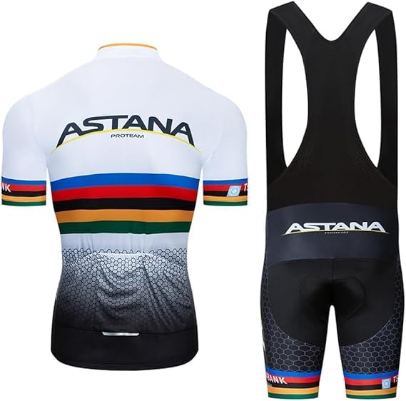 LIFE ESSENTIALS Abbigliamento Ciclismo Set Manica Corta Tuta Ciclismo Uomo Completo Ciclismo Estivo Per Bici Bianco Con Pantaloncini Imbottiti in Gel Traspirante e Ad Asciugatura Rapida