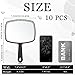 Qunclay 10 Pcs Large Hand Mirror Handheld Mirror with Handle Wall Mount for Barber Bathroom Portable Beauty School Gift for Vanity Makeup Home Salon Travel Use(7.3'' W x 10.3'' L,Black)