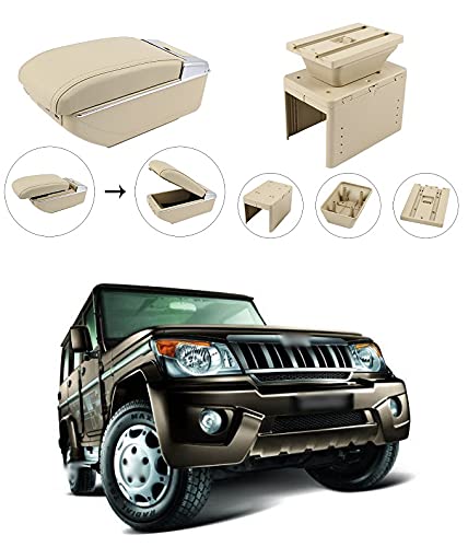 Image of Armrest with in-Built Glass Holder and Portable Ash Tray Arm Rest Console Compatible with B-olero