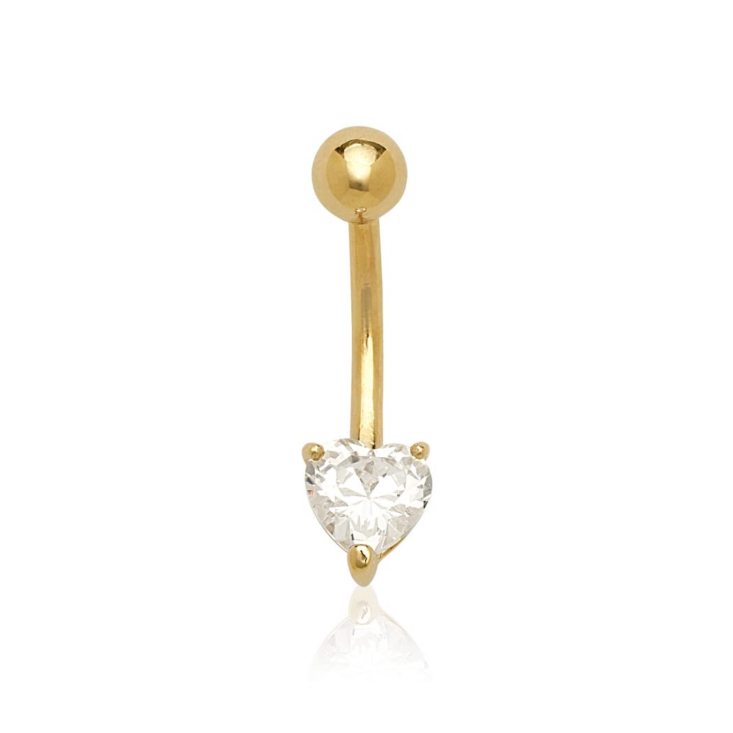 Bauchnabelpiercing 14 Karat Gold Liebe Herz Cubic Zirkonia Gelbgold Schmuck Geschenke für Frauen, Metall, zirkonia