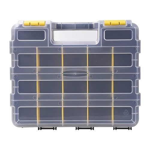 Image of AIDY-PRO Hardware Organizer Box 34 Compartments Small Parts Organizer with Removable Dividers Durable Plastic Double Side Tools Box Screw Organizers For Nuts, Bolts, Screws, Nails 2Pack