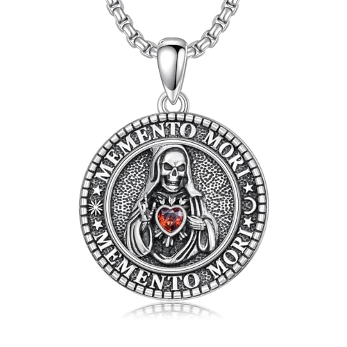 Pendentif squelette en argent sterling 925 massif collier Memento Mori luxe