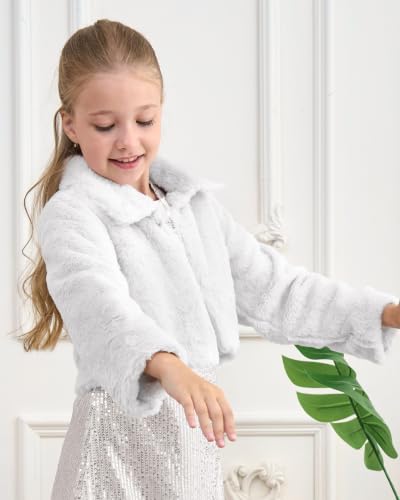 Image of BOLEROSE Girls Collared Faux Fur Bolero Jacket
