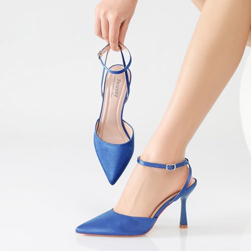 Image of Susanny Heels for Women Stiletto Closed Pointed Toe Backless Dress Shoes High Heels Sexy Kitten Pumps Wedding Guest Party Dance Prom Dressy Comfort Shoes
