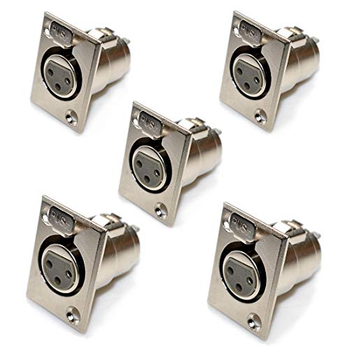 Create idea 5Pcs XLR 3-Pin femmina Presa Adattatore Audio Connettore Metallo XLR 3-Pin Femmina Presa Femminile Connettore Adattatore per Microfono Strumenti Musicali