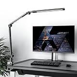 Schreibtischlampe LED, 18W Tischlampe mit Dimmbare Duale Lichtquelle, Tageslichtlampe mit Type C Ladebuchse für Arbeit, Zuhause, Büro, Schwarz