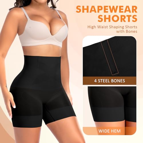 Image of Werena Shapewear for Women Tummy Control Shaping Shorts High Waist Body Shaper Panties Underwear Slip Shorts Under Dresses