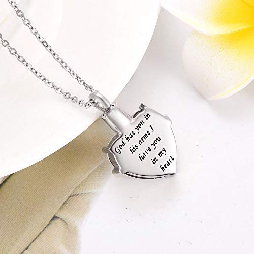Heart Cremation Urn Necklace For Ashes Urn Jewelry Crystal Memorial Pendant With Fill Kit And Gift Bag - God Has You In His Arms I Have You In My Heart (March) #TOP3