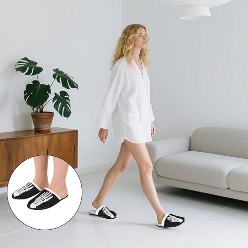 Fuzzy Slippers Women Men Halloween Funny Pumpkin Ghost Spooky Spider Web Skeleton Bat Skull Witch Slipper Winter Slip on Cozy Memory Foam House Shoes Women Indoor and Outdoor School Supplies4