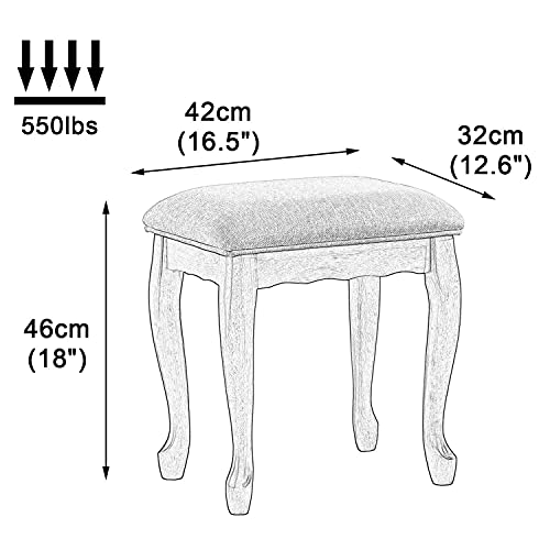 Taburete de tocador retro de madera con asiento acolchado grande para piano 4